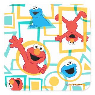 Elmo & Cookie Monster Fun Shapes Pattern Square Sticker