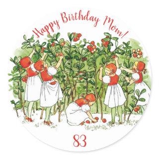 Elsa Beskow Cute Strawberry Girl  Classic Round Sticker