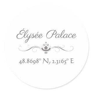 Élysée Palace Latitude  Longitude   Classic Round Sticker