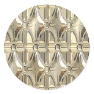 Embossed Silvery Gold Classic Round Sticker