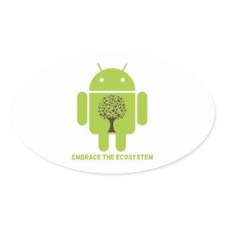 Embrace The Ecosystem (Android Bug Droid Oak Tree) Oval Sticker