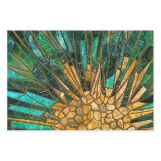 Emerald and gold cells mosaic abstract  sheets