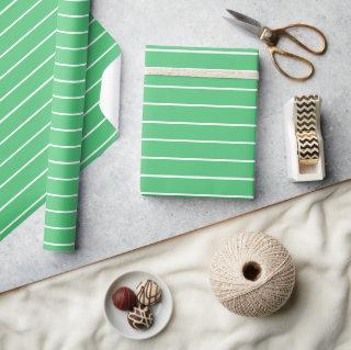 Emerald Green and White Thin Horizontal Striped