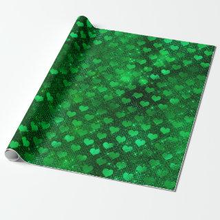 Emerald Green Glam Hearts Pattern