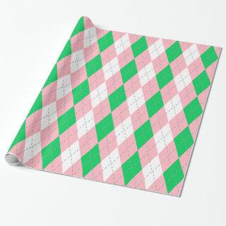 Emerald Green Pink Dk Gray Wht XL Argyle