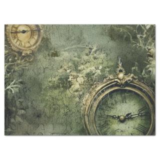 Emerald Green Rustic Steampunk Clock (7) Tissue Paper
