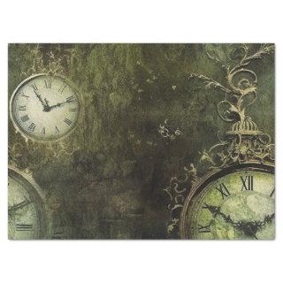 Emerald Green Rustic Steampunk Clock (9) Tissue Paper