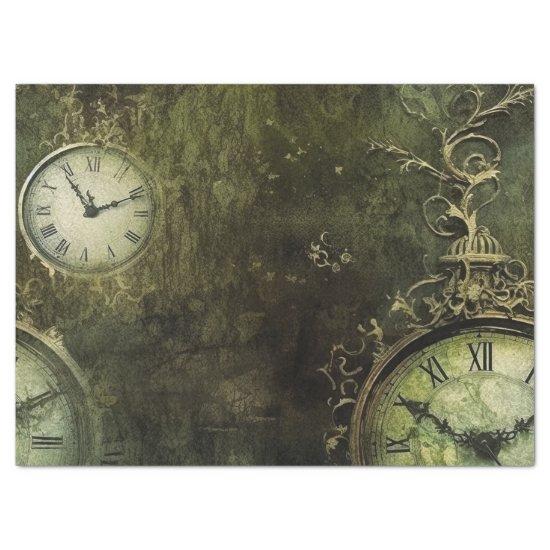 Emerald Green Rustic Steampunk Clock (9) Tissue Paper