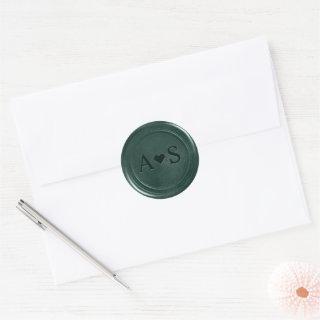 Emerald green wax sticker with initials