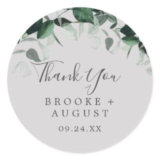 Emerald Greenery | Gray Thank You Favor Sticker