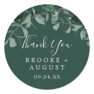 Emerald Greenery | Green Thank You Favor Sticker