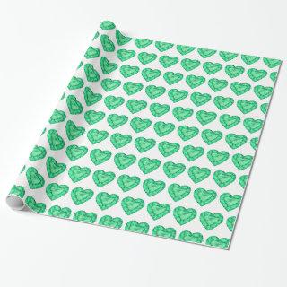 Emerald heart watercolor art patterned wrap