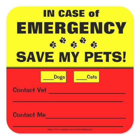 Emergency Alert Save My Pets Stickers