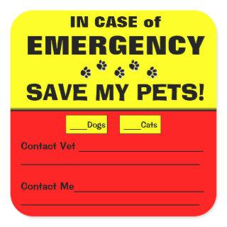 Emergency Alert Save My Pets Stickers