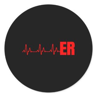 Emergency Medicine Emergency Room Nurse Er Hebeat Classic Round Sticker