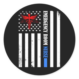 Emergency Room Nurse US Flag Classic Round Sticker