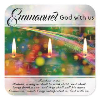 Emmanuel God with us Matthew 1:23 Christmas Bible Square Sticker