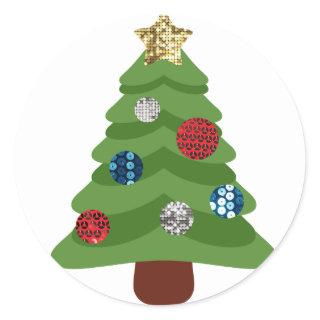 emoji christmas tree classic round sticker