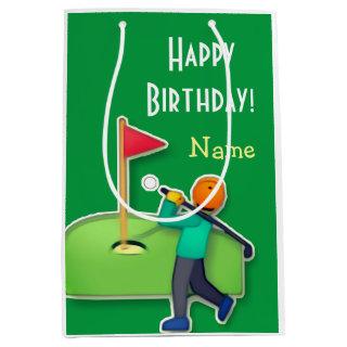 Emoji golf Happy Birthday green Medium Gift Bag
