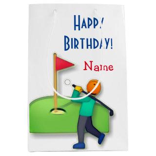 Emoji golf Happy Birthday white Medium Gift Bag