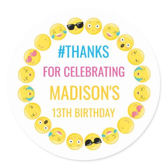 Emoji Personalized Stickers Birthday Favor Labels