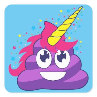 Emoji Purple Unicorn Poop Square Sticker