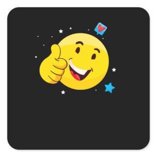 Emote Smile Thumbs Up Emoticon Funny Face Square Sticker