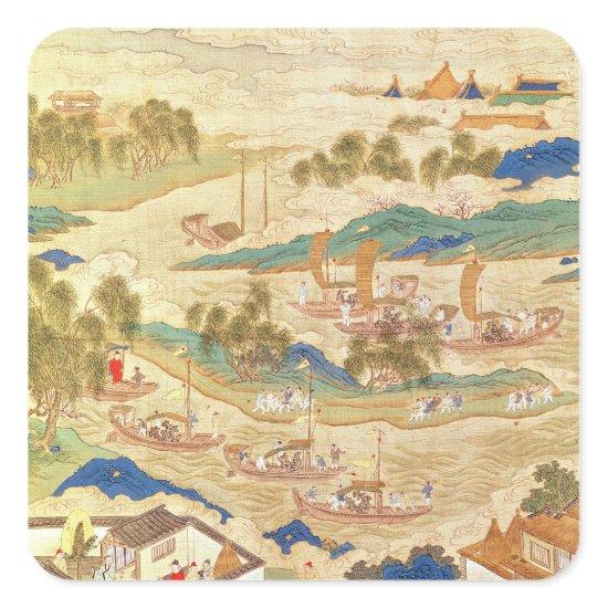 Emperor Hui Tsung  transporting pierced stones Square Sticker