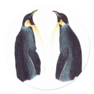 Emperor Penguins Round Stickers