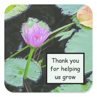 Employee Appreciation Pink Water Lily Thank You Square Sticker