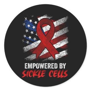 Empowered By Patriotic Us Flag Sickle Cell Disease Classic Round Sticker