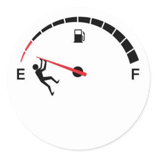 Empty fuel tank funny design classic round sticker