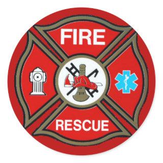 EMT Firefighter Maltese Cross Classic Round Sticker