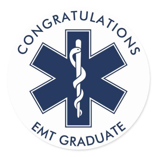 EMT Star of Life Symbol Custom Text Classic Round Sticker