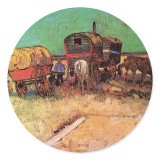 Encampment of Gypsies with Caravans by van Gogh Classic Round Sticker