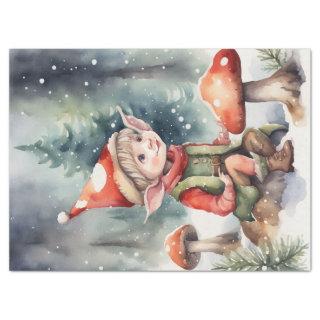 Enchanted: Christmas Elf in Forest Decoupage Tissue Paper