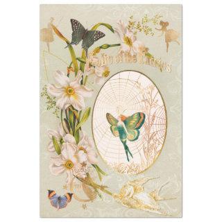 Enchanted Fairy Garden Flower Butterfly Decoupage Tissue Paper