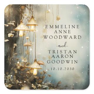 Enchanted Forest Hanging Lanterns Wedding Square Sticker