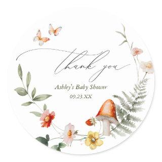 Enchanted Forest Mushroom Baby Shower Classic Round Sticker