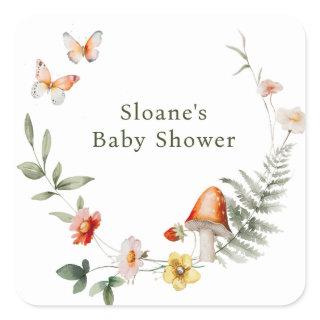 Enchanted Forest Mushroom Baby Shower Square Sticker