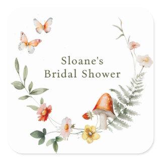 Enchanted Forest Mushroom Bridal Shower Square Sticker