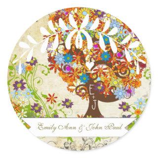 Enchanted Forest Side Branch Wedding Classic Round Sticker