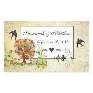Enchanted Forest Side Branch Wedding Rectangular Sticker