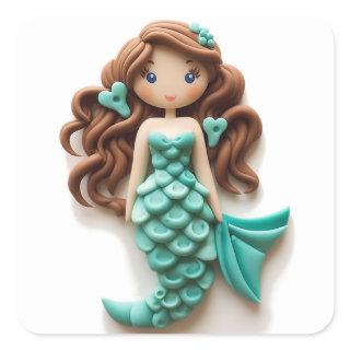 Enchanted Seas: A Mermaid's Tale in Fondant Square Sticker