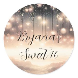 Enchanted Sky Tree Glow  Stars & Clouds  Classic Round Sticker