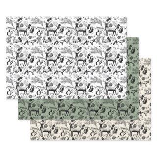 Enchanting Winter Forest Animals Xmas Hand-Drawn  Sheets