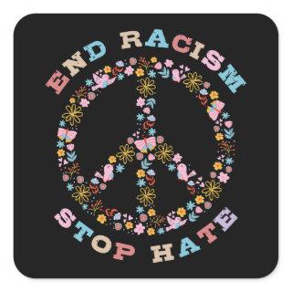 End Racism Stop Hate Square Sticker