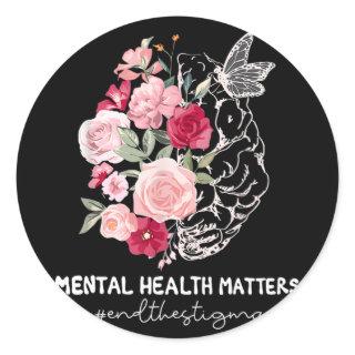 End The Stigma Mental Health Matters Mental Awaren Classic Round Sticker
