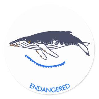 Endangered animal - Humpback WHALE -Wildlife - Classic Round Sticker