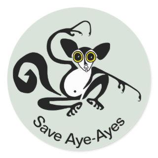 Endangered animal- Save AYE-AYES - Primate - lemur Classic Round Sticker